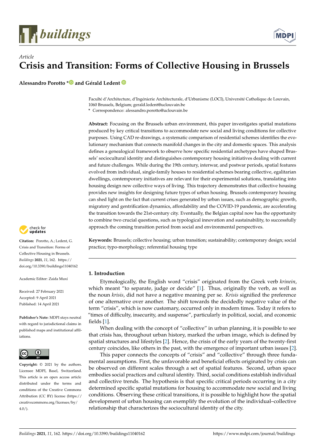 Forms of Collective Housing in Brussels