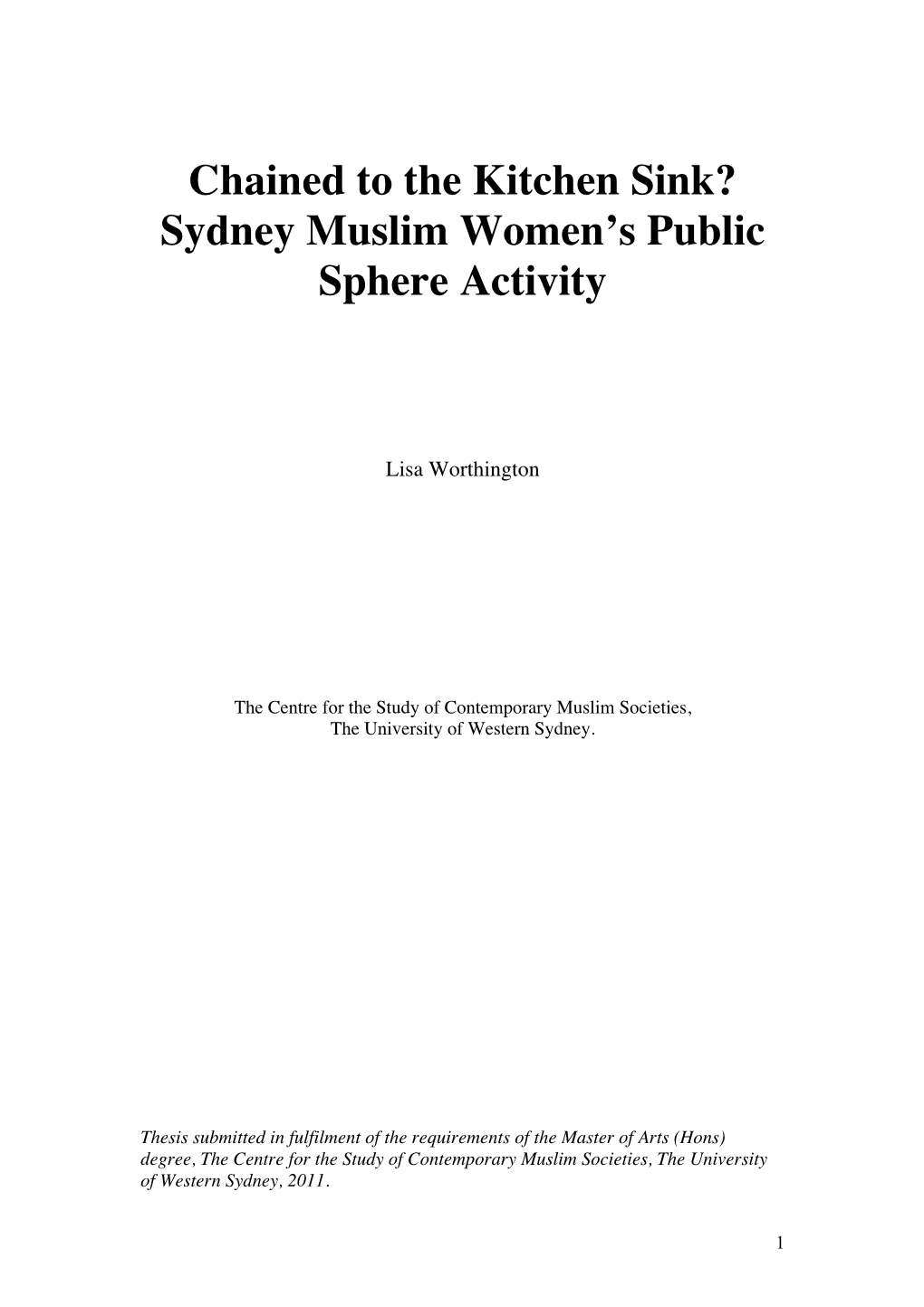 Sydney Muslim Women's Public Sphere Activity