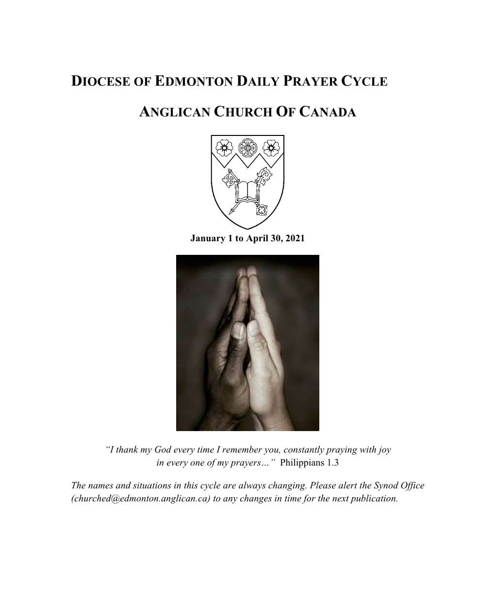 Diocese of Edmonton Daily Prayer Cycle Anglican Church of Canada