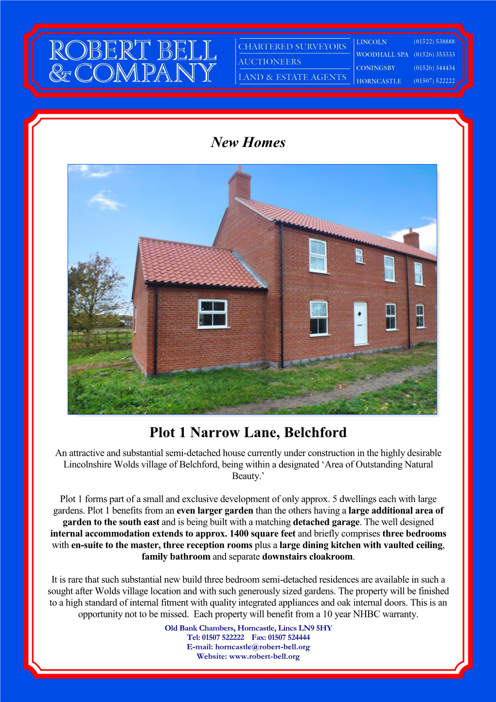 New Homes Plot 1 Narrow Lane, Belchford