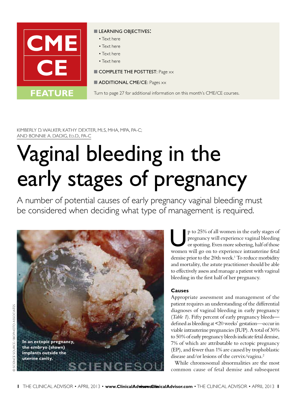 Vaginal Bleeding in the Early Stages of Pregnancy