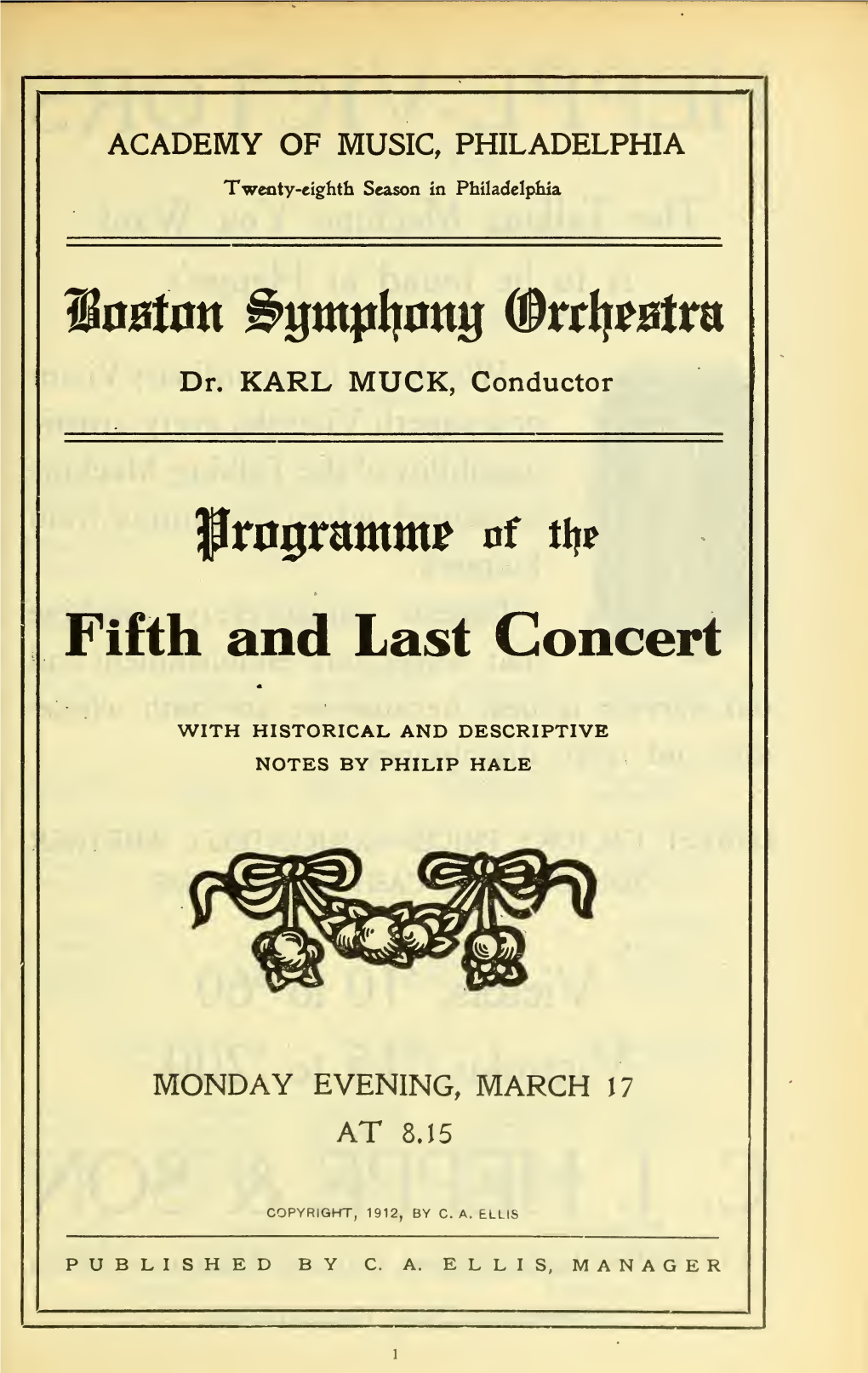 Boston Symphony Orchestra Concert Programs, Season 32,1912-1913, Trip