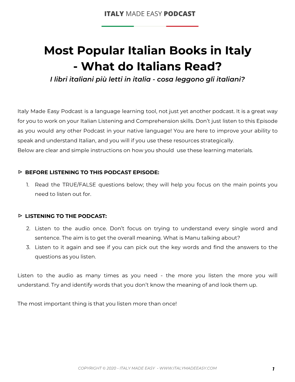 Most Popular Italian Books in Italy - What Do Italians Read? I Libri Italiani Più Letti in Italia - Cosa Leggono Gli Italiani?