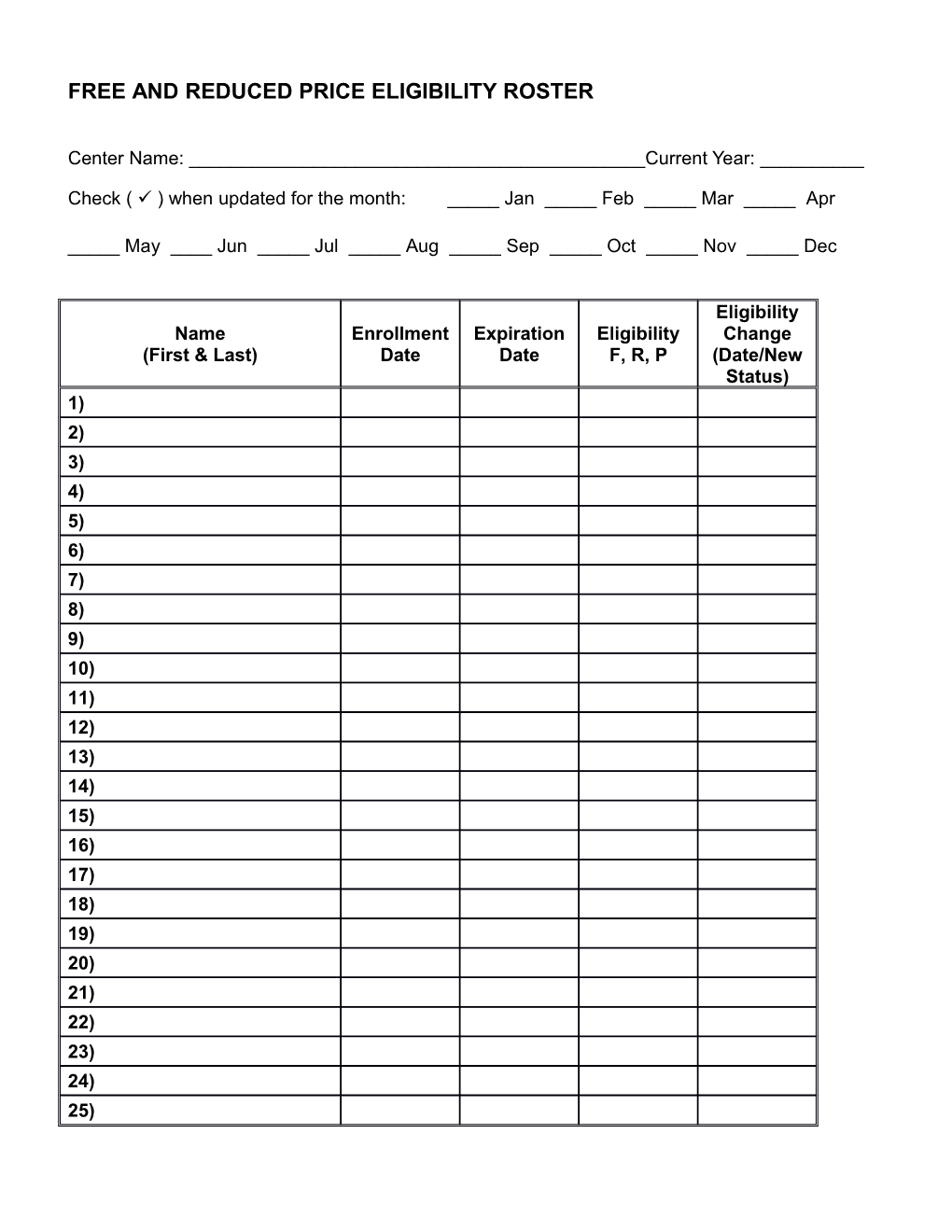 Application for Free and Reduced Price Meals