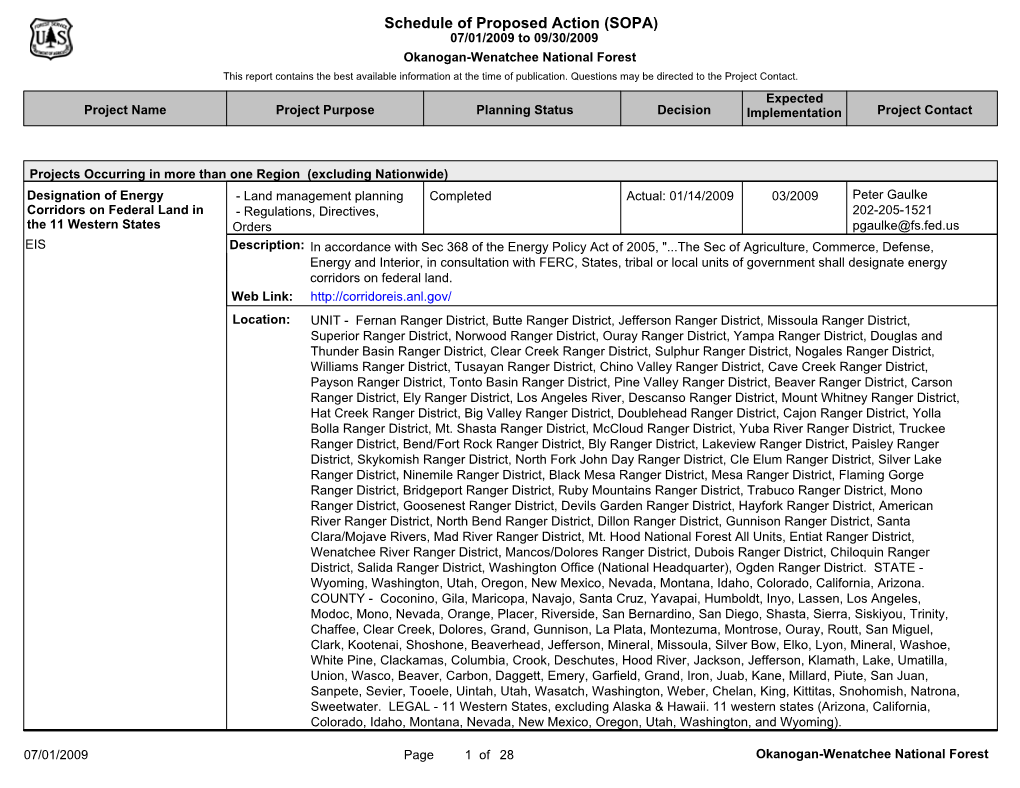 Okanogan-Wenatchee National Forest This Report Contains the Best Available Information at the Time of Publication