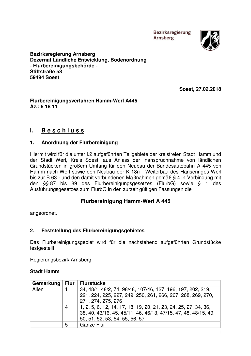 Einleitungsbeschluss Hamm-Werl a 445 Mit Karte