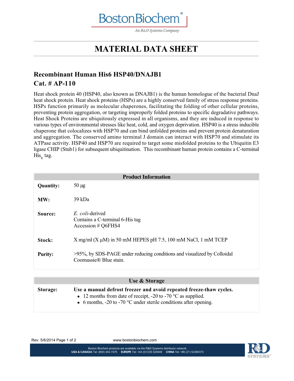 Material Data Sheet