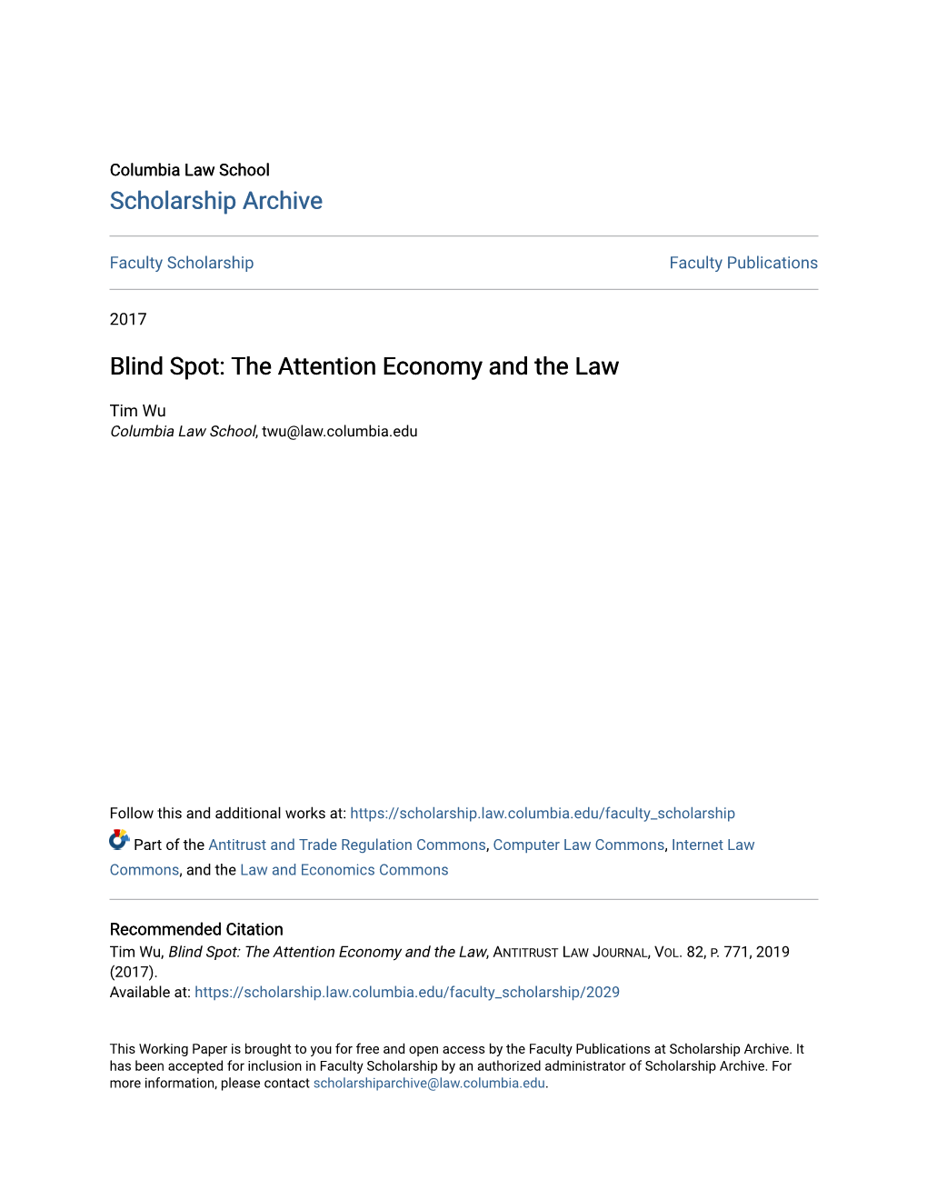 Blind Spot: the Attention Economy and the Law