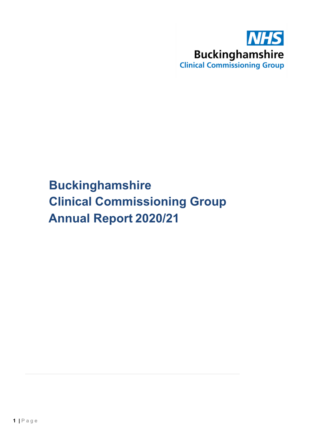 NHS Buckinghamshire Clinical Commissioning Group Annual