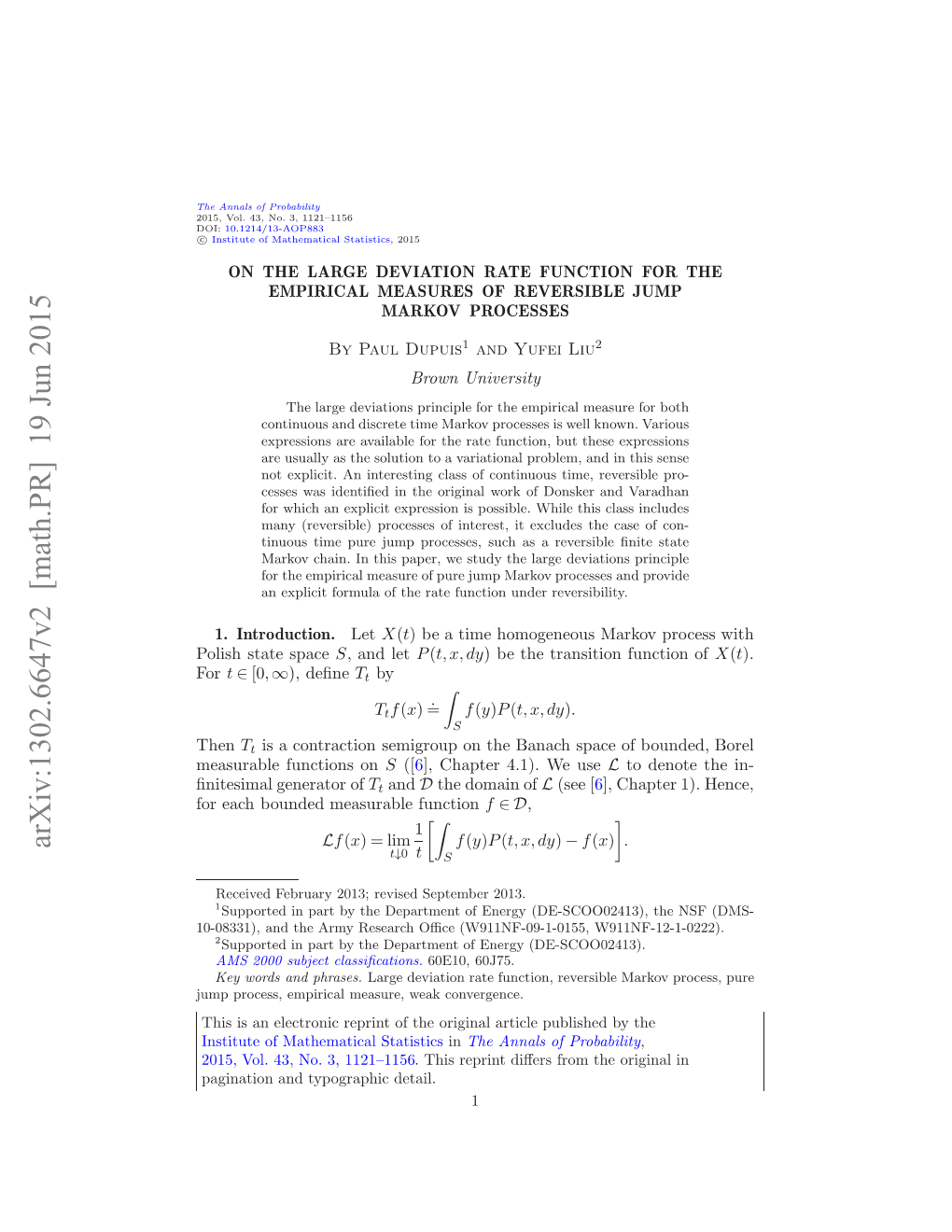 On the Large Deviation Rate Function for the Empirical Measures Of