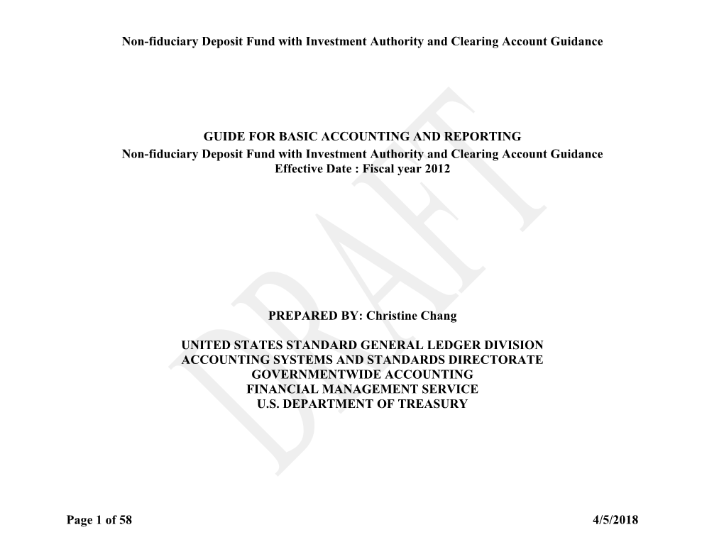 Non-Fiduciary Deposit Fund with Investment Authority and Clearing Account Guidance