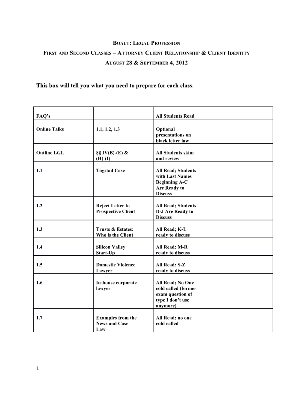 First and Second Classes Attorney Client Relationship & Client Identity