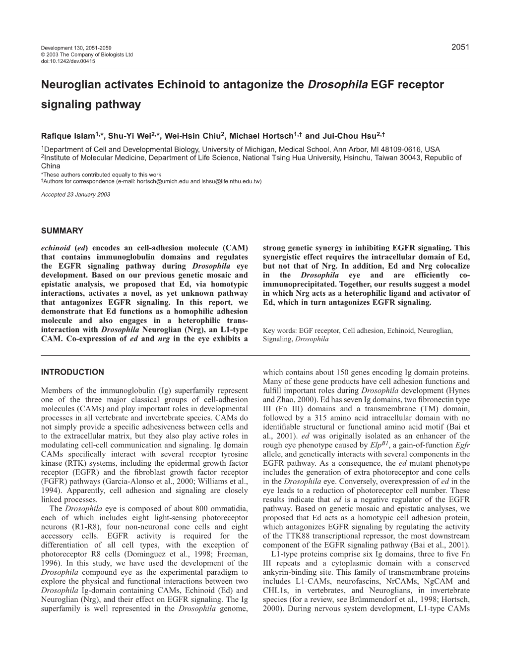 Neuroglian Activates Echinoid to Antagonize the Drosophila EGF Receptor Signaling Pathway