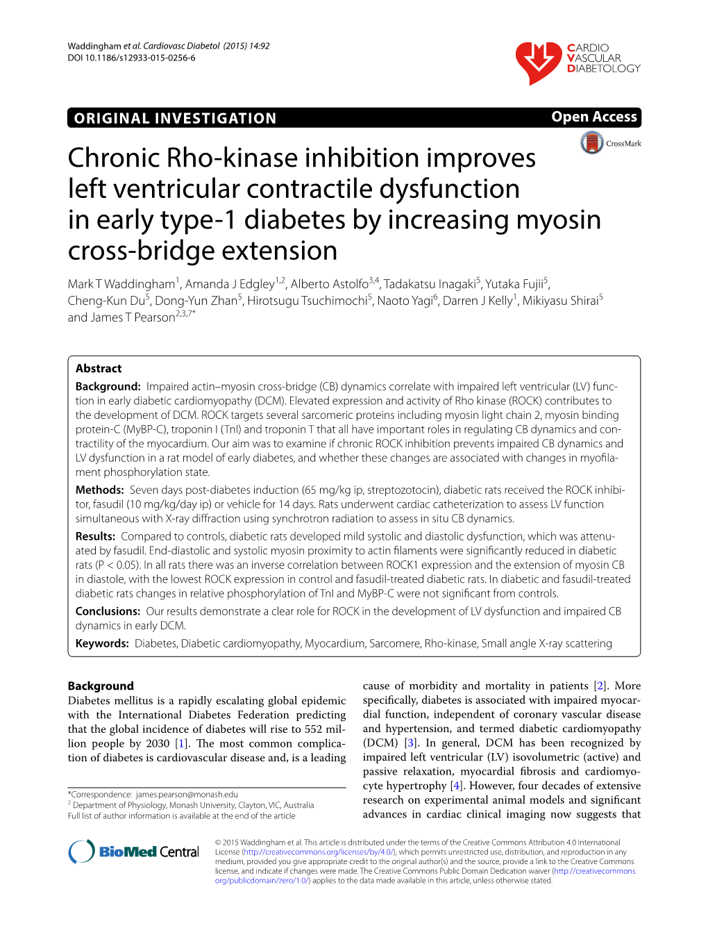 Chronic Rho-Kinase Inhibition Improves Left