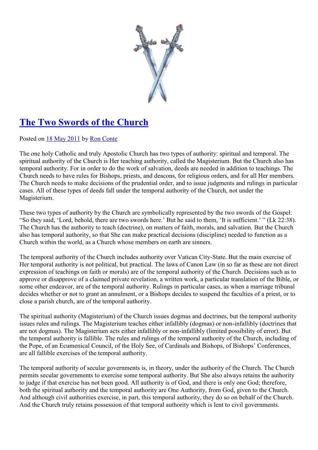The Two Swords of the Church
