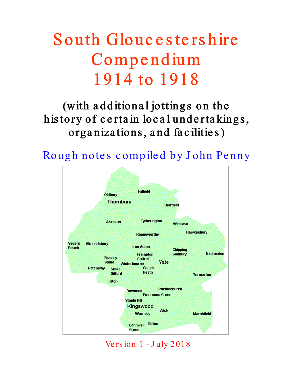 South Gloucestershire Compendium 1914 to 1918