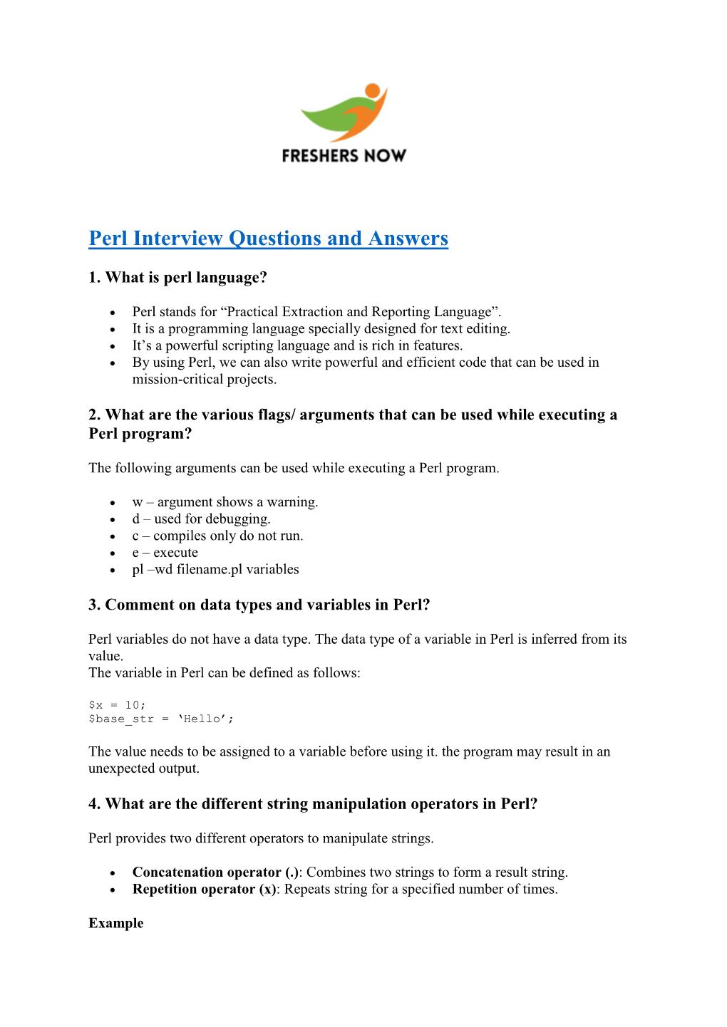 Perl Interview Questions and Answers