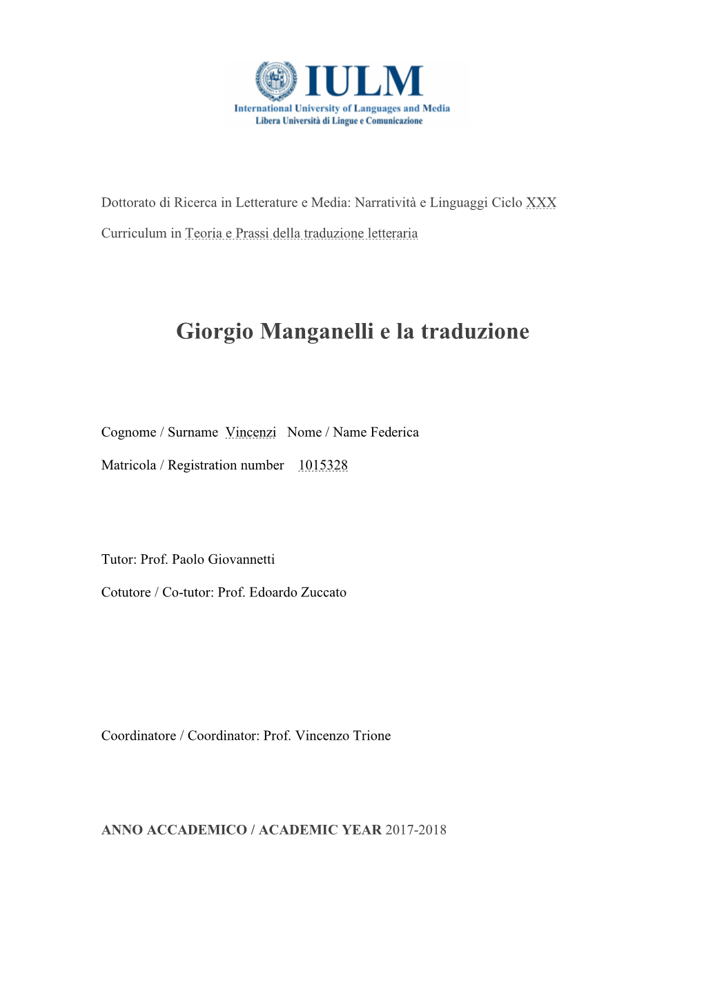 Giorgio Manganelli E La Traduzione