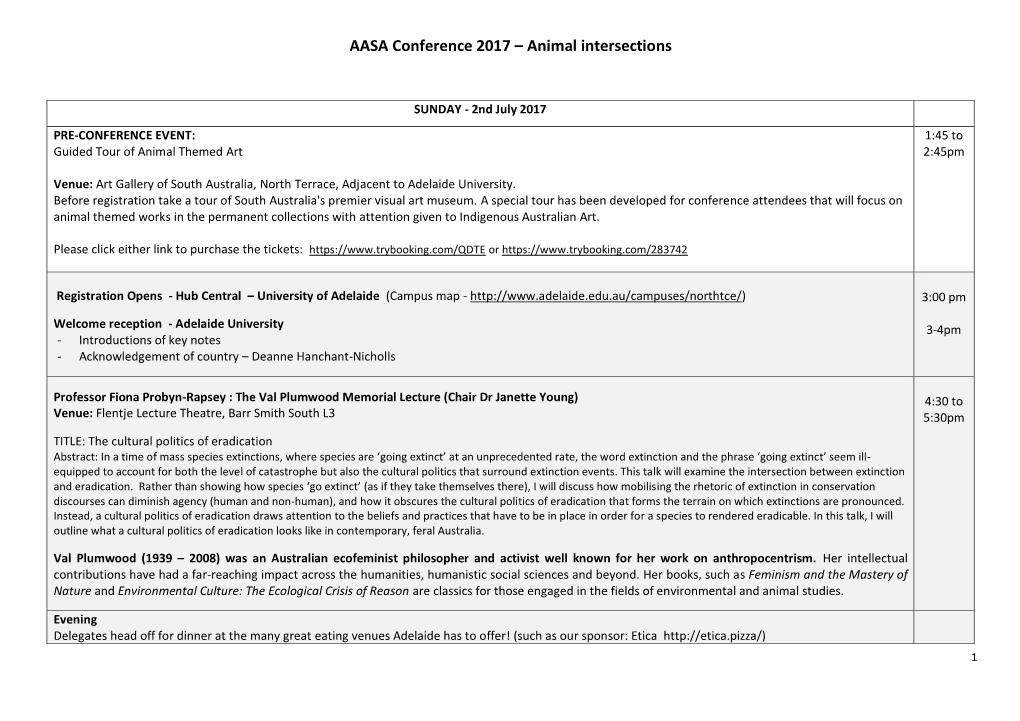 AASA Conference 2017 – Animal Intersections