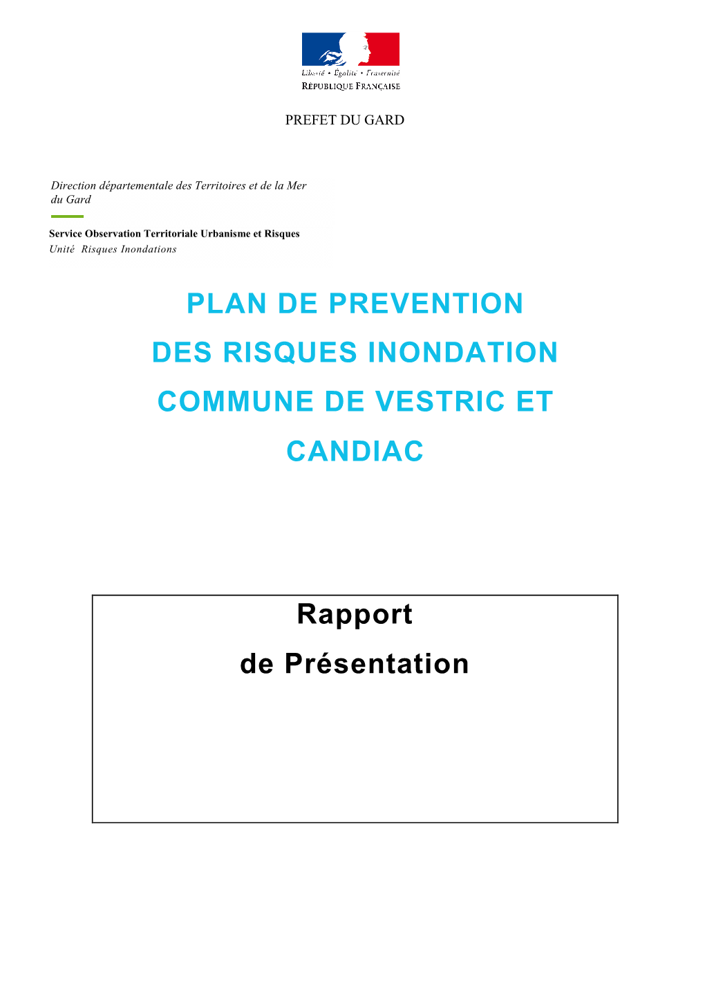 Rapport De Présentation Ppri Vestric-Et-Candiac