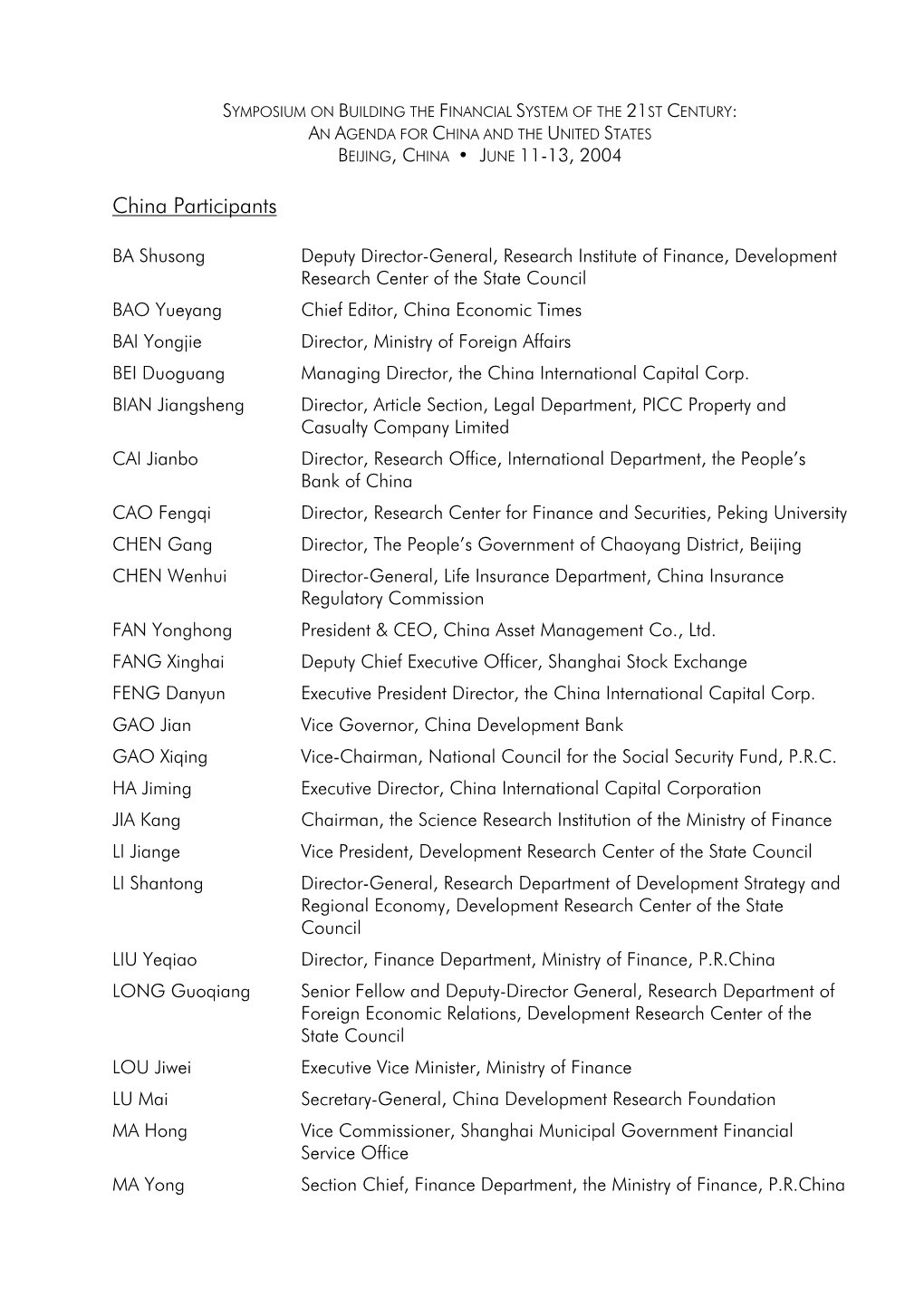 China Participants