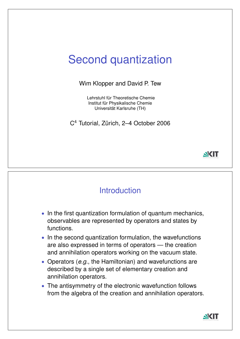 Second Quantization