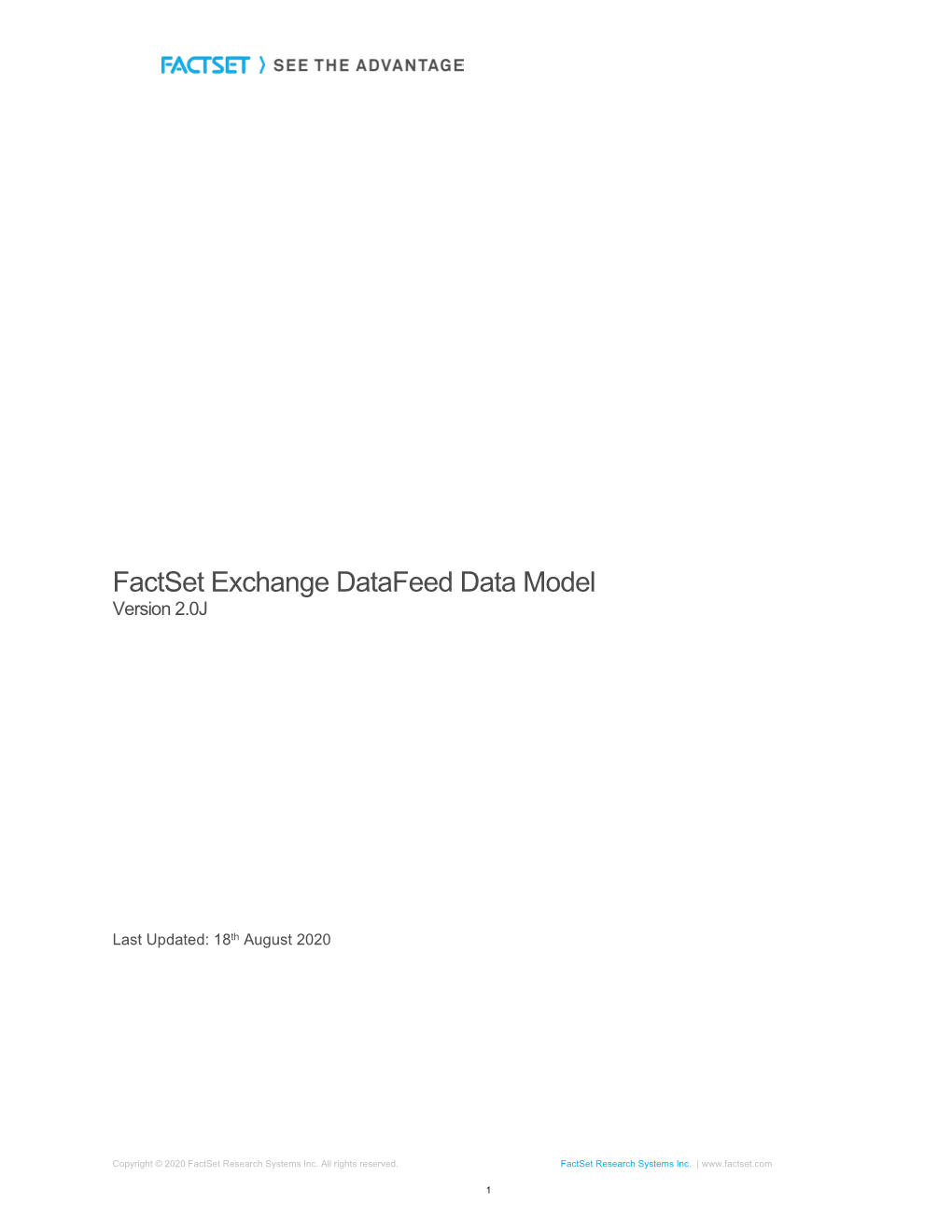 Factset Exchange Datafeed Data Model Version 2.0J