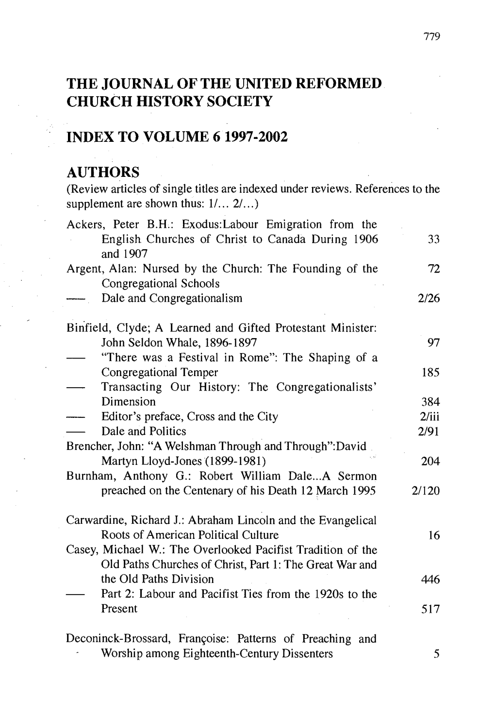 Index to Volume 6 1997-2002