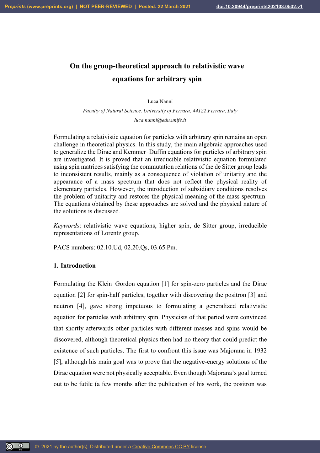 On the Group-Theoretical Approach to Relativistic Wave Equations for Arbitrary Spin