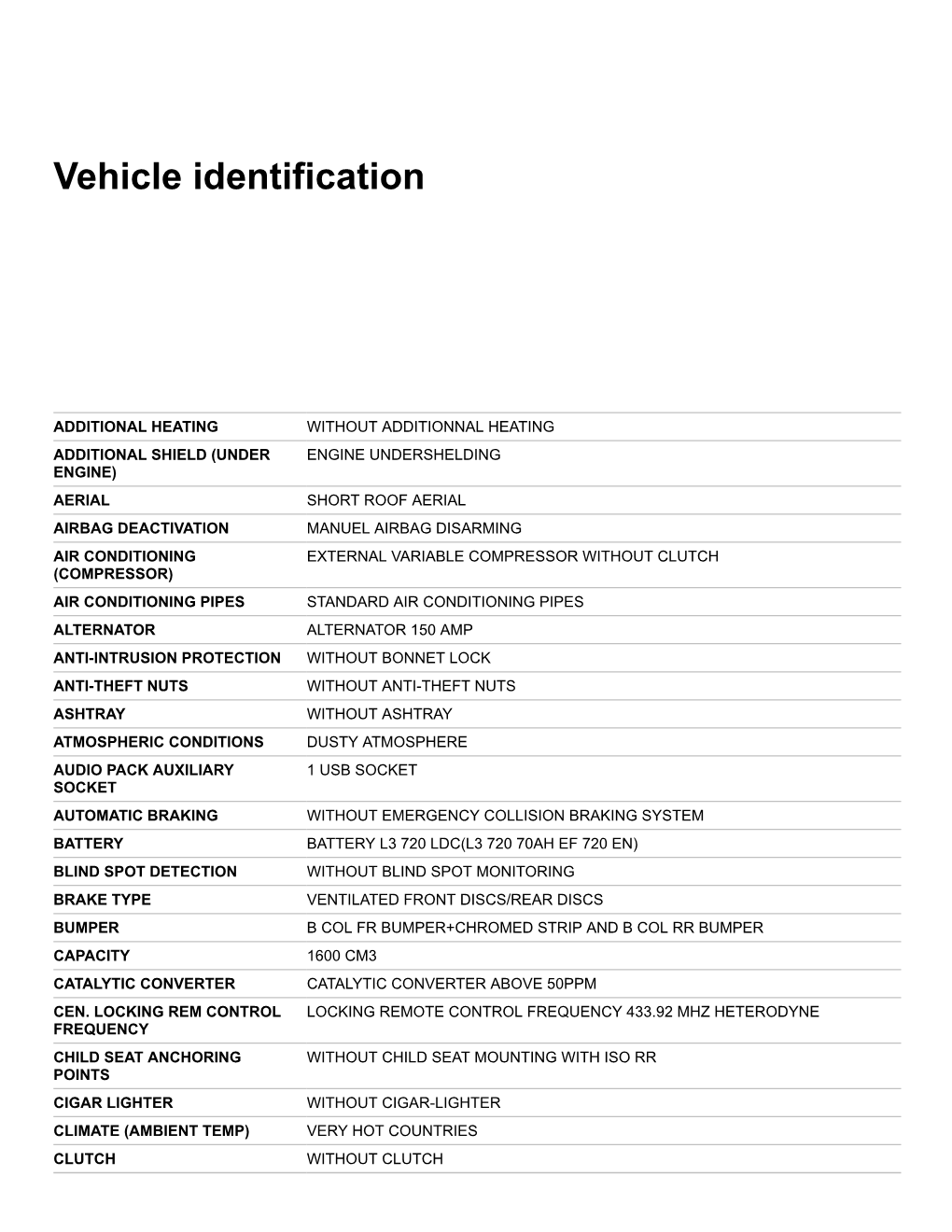 Vehicle Identification