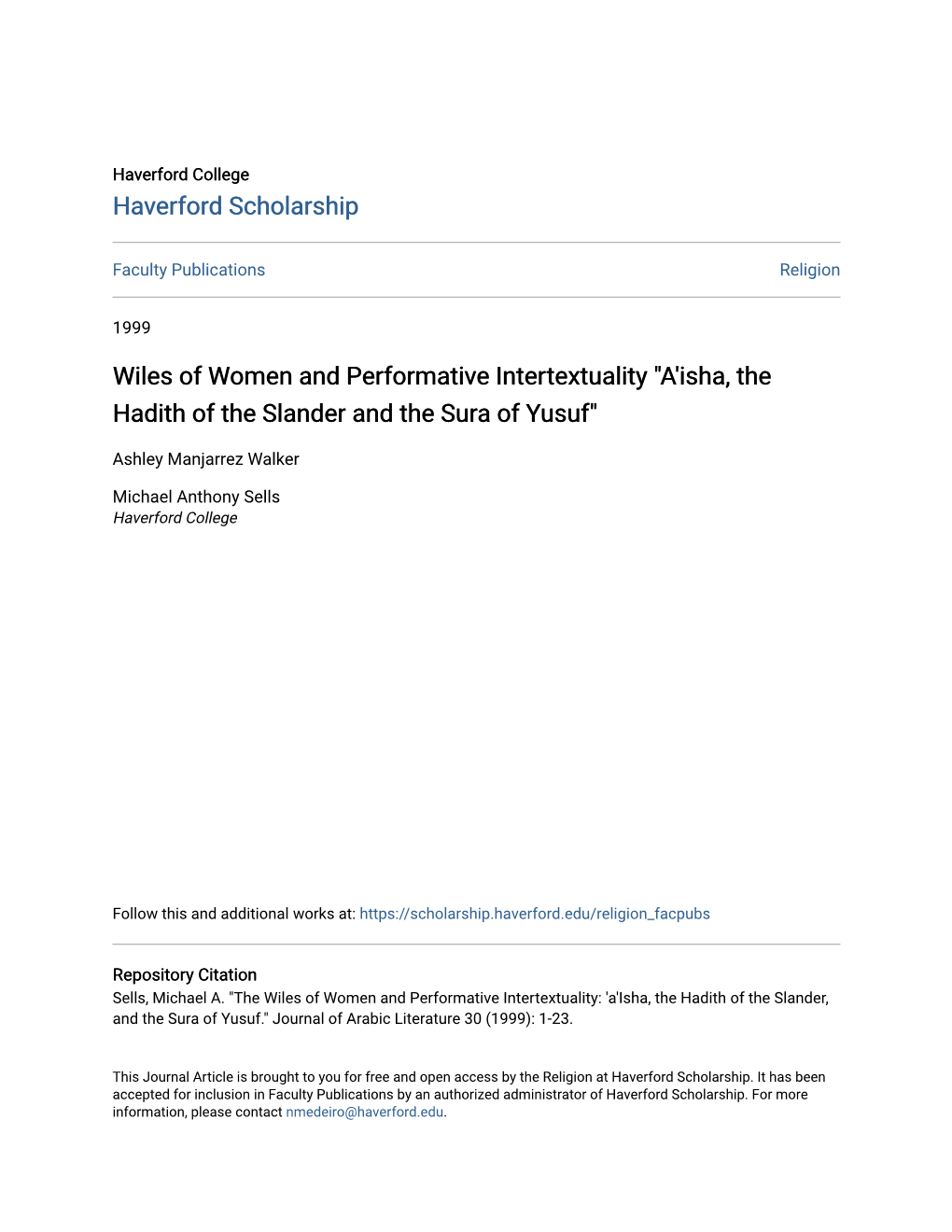 Wiles of Women and Performative Intertextuality 