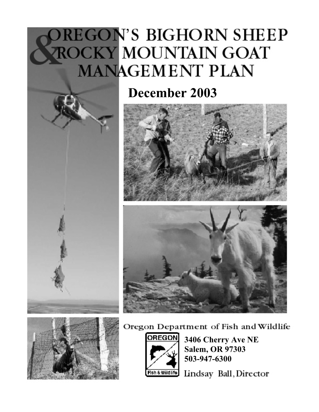 Oregon's Bighorn Sheep & Rocky Mountain Goat Management Plan