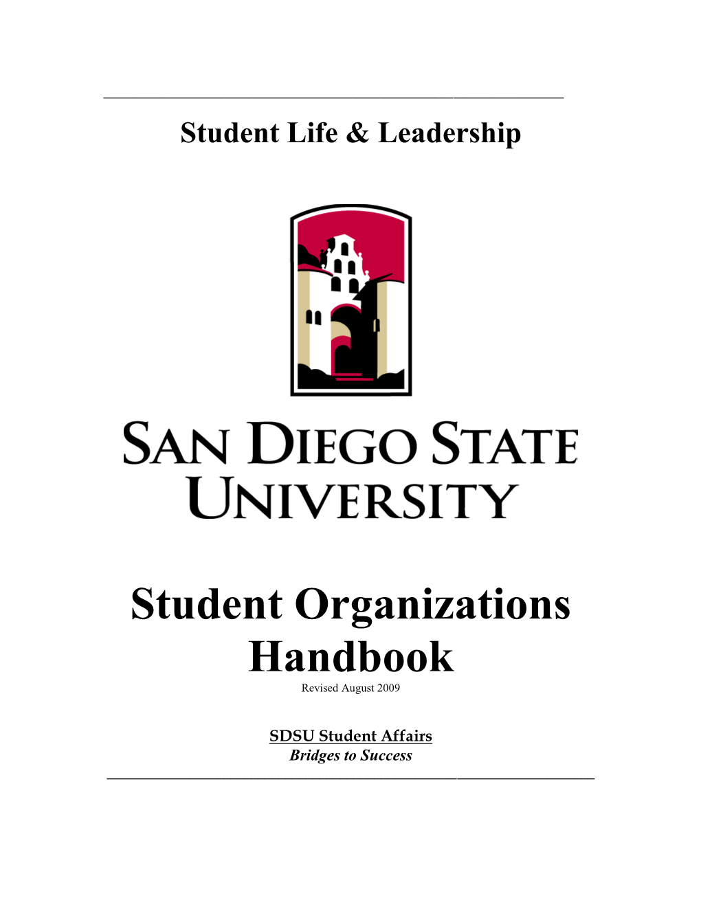 Student Organizations Handbook Revised August 2009