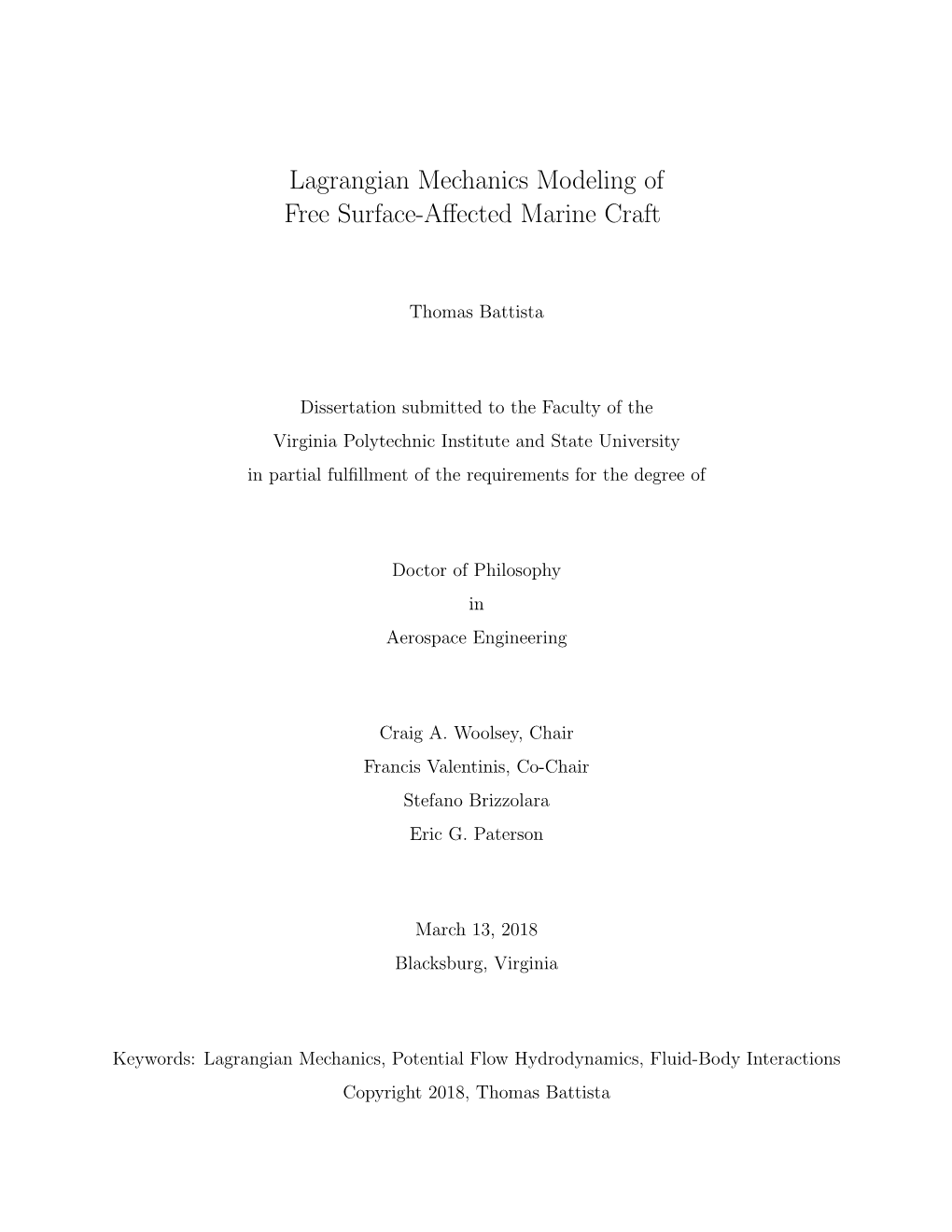 Lagrangian Mechanics Modeling of Free Surface-Affected Marine Craft