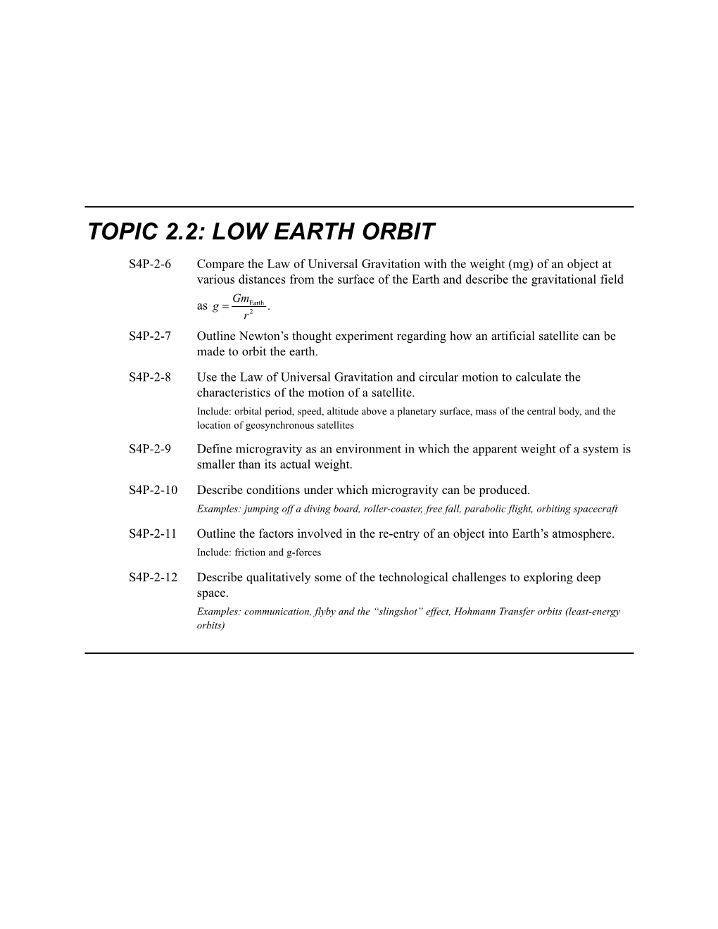 Topic 2.2: Low Earth Orbit