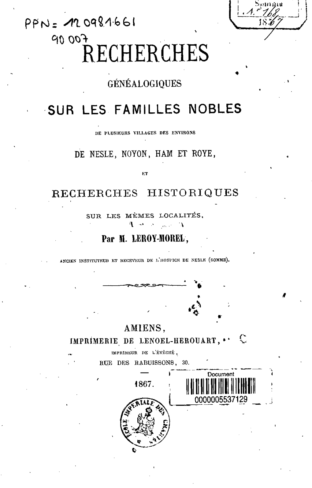 Recherches Genealogiques Sur Les Familles Nobles De Plusieurs