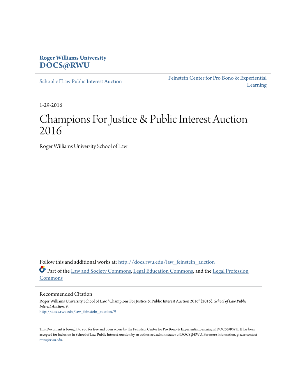 Champions for Justice & Public Interest Auction 2016