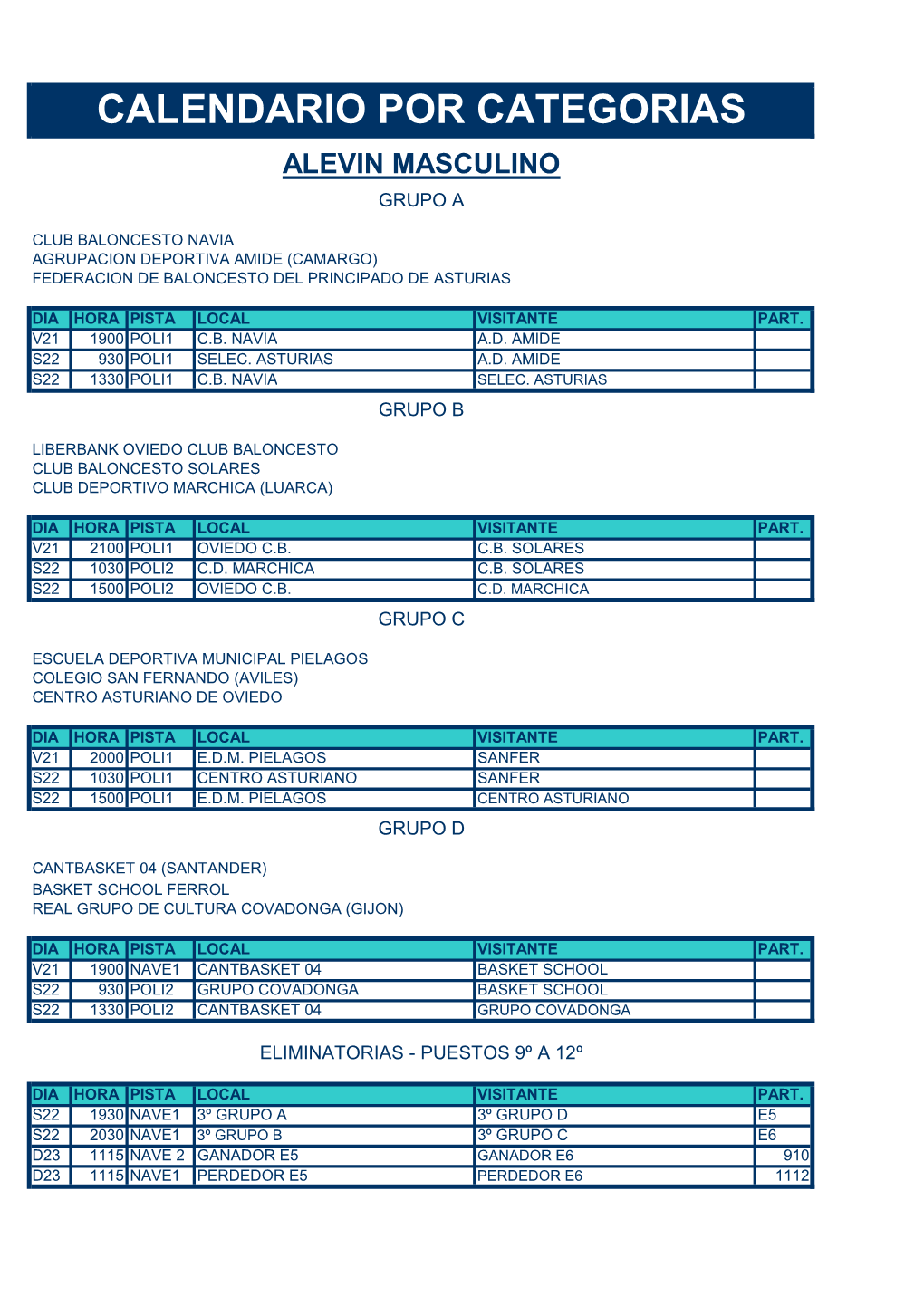 Cuadros Torneo Mini 2019 B