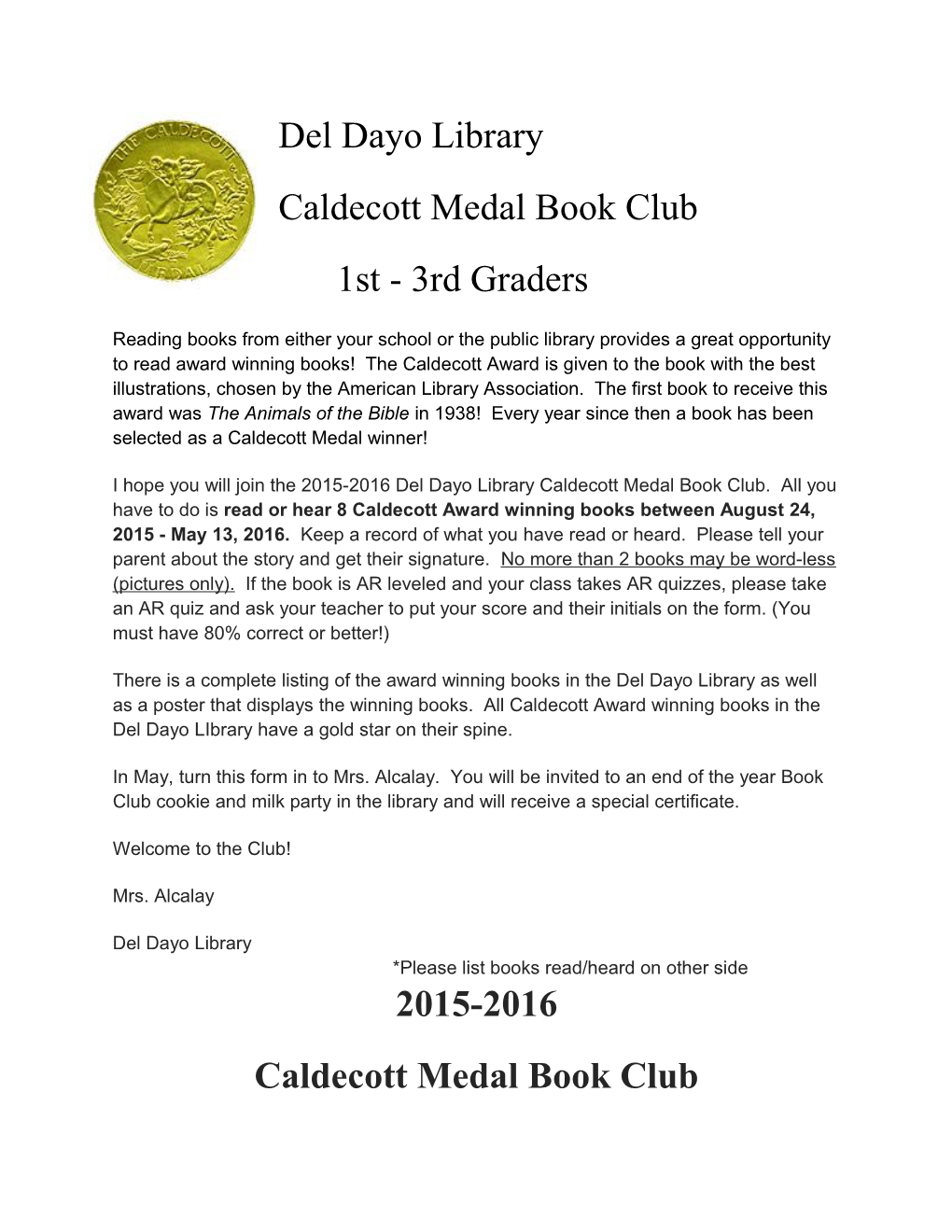 Caldecott Medal Book Club