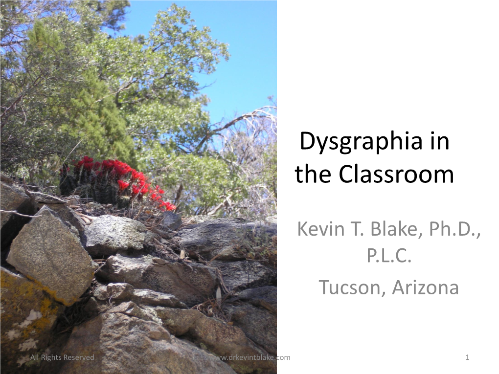 Dysgraphia in the Classroom