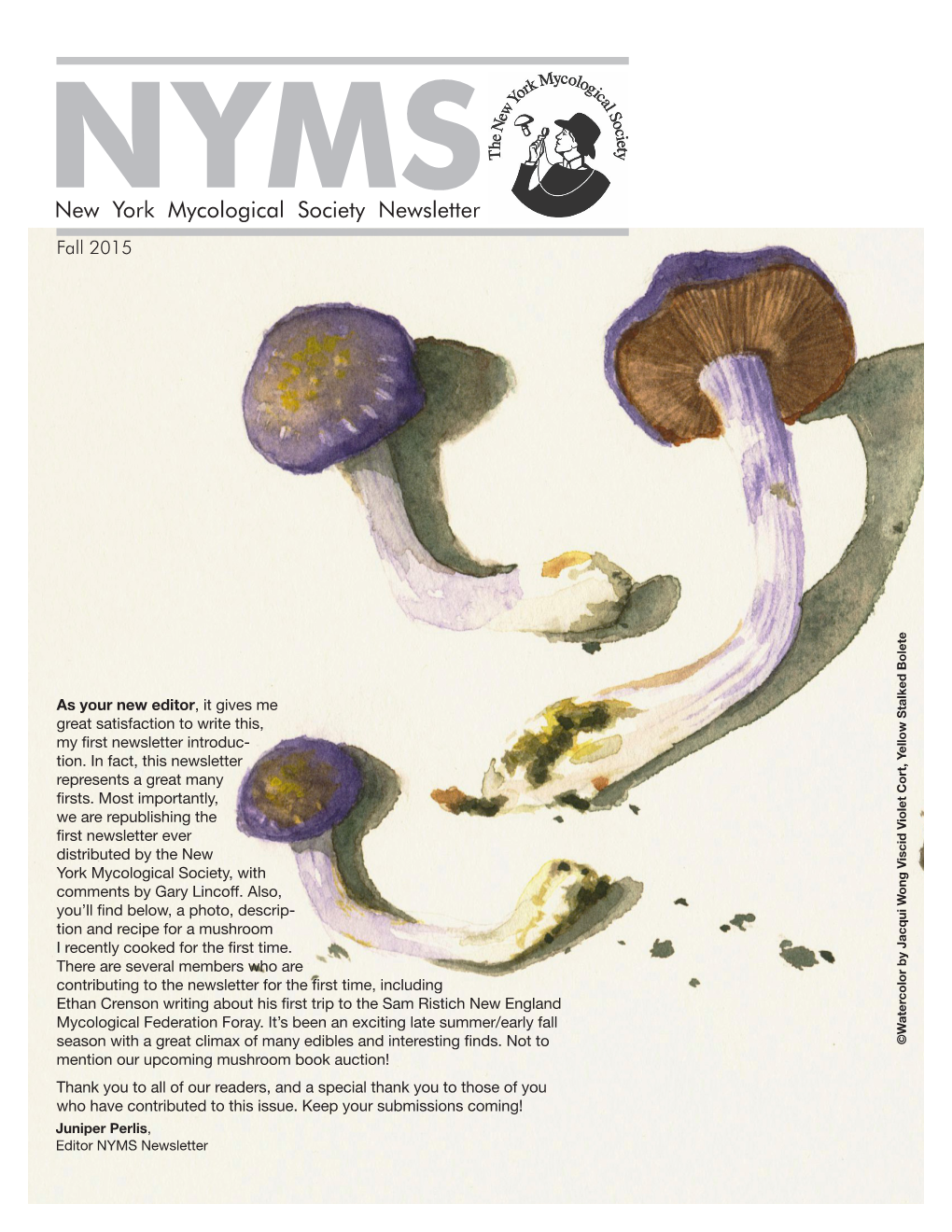 Nymsnew York Mycological Society Newsletter Fall 2015