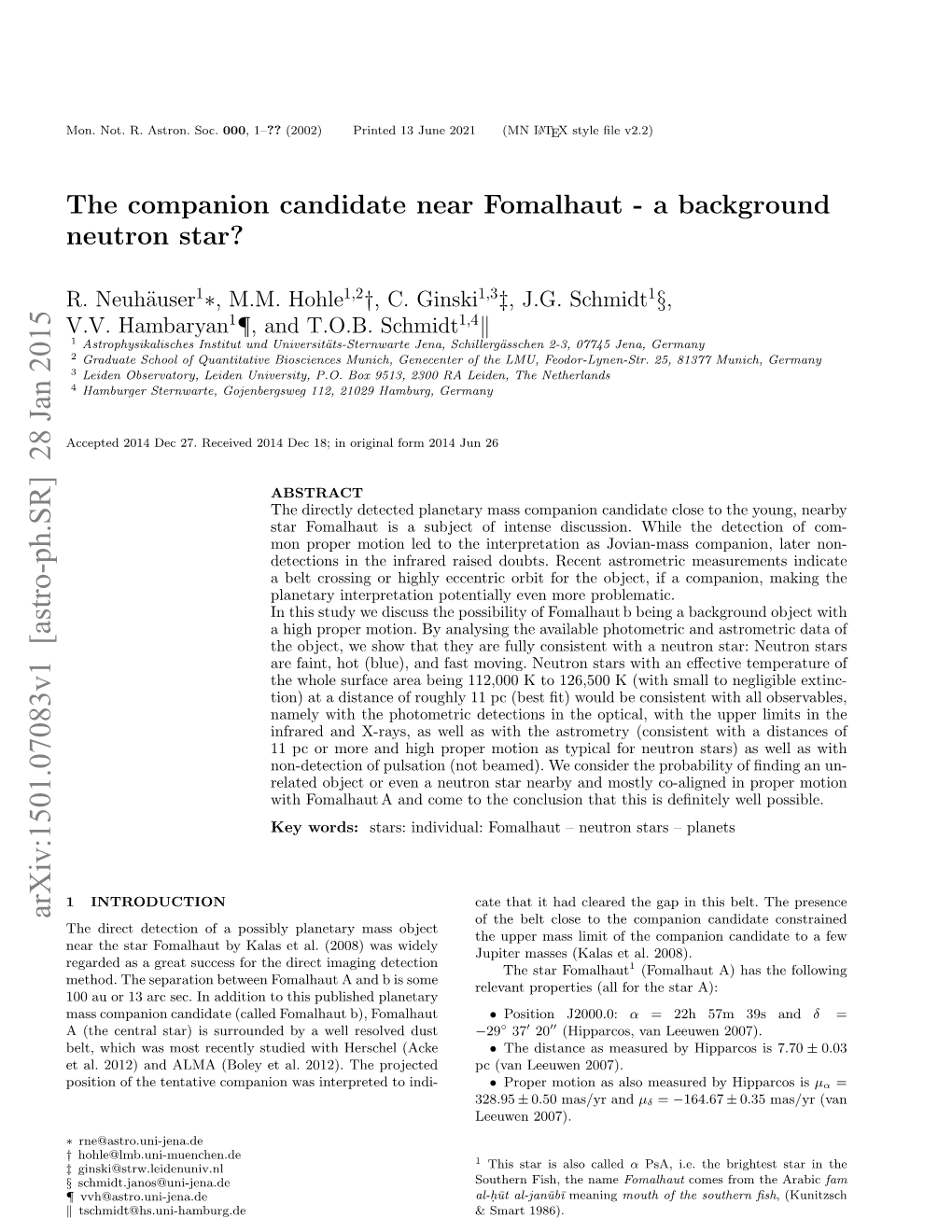 The Companion Candidate Near Fomalhaut-A Background Neutron