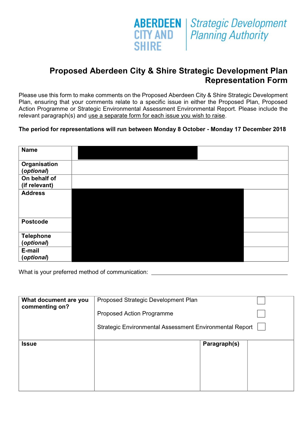 Proposed Aberdeen City & Shire Strategic Development Plan
