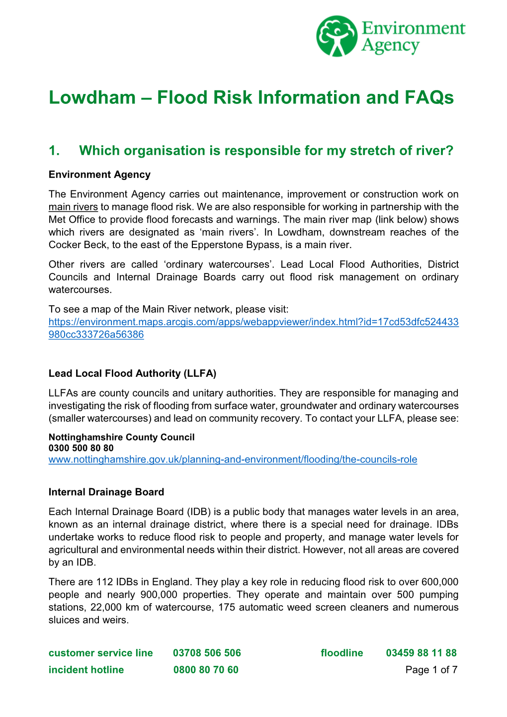 Lowdham – Flood Risk Information and Faqs