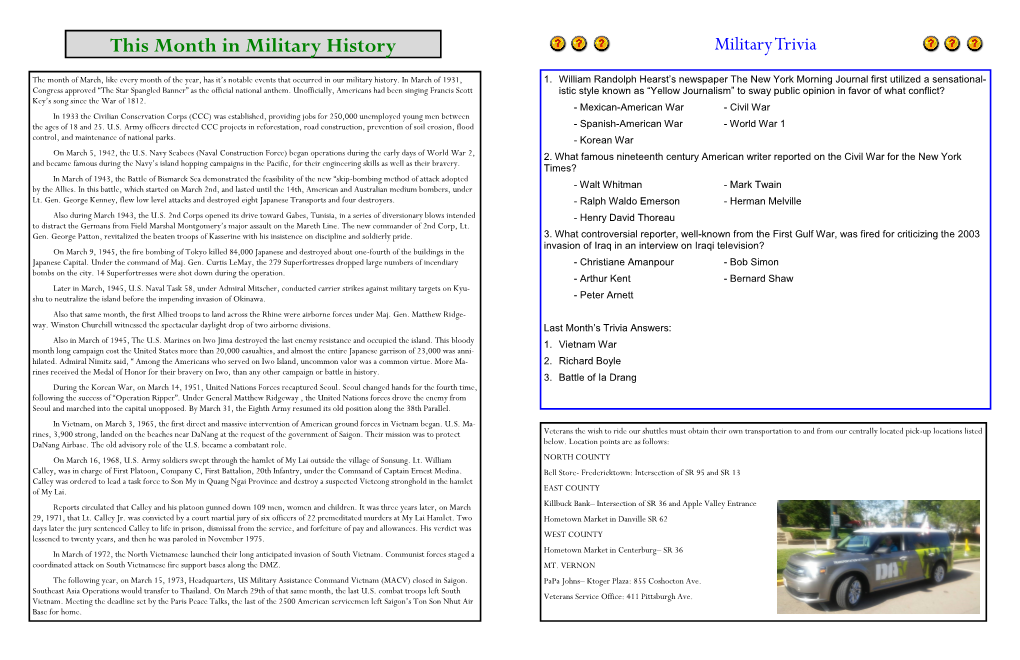 This Month in Military History Military Trivia