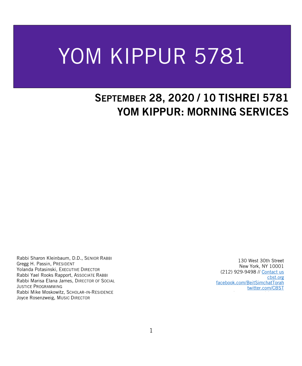 Yom Kippur 5781