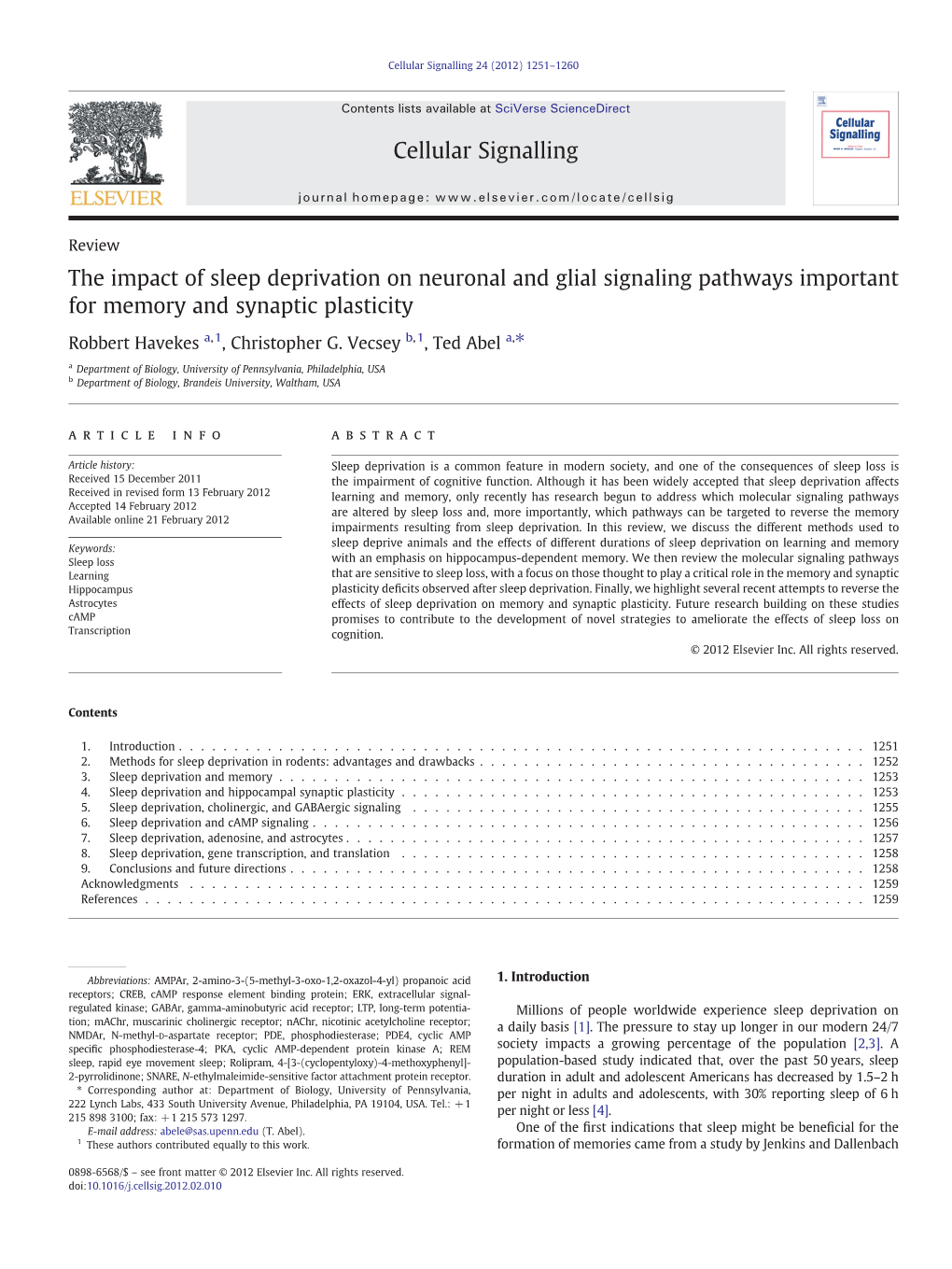 The Impact of Sleep Deprivation on Neuronal and Glial Signaling Pathways Important for Memory and Synaptic Plasticity