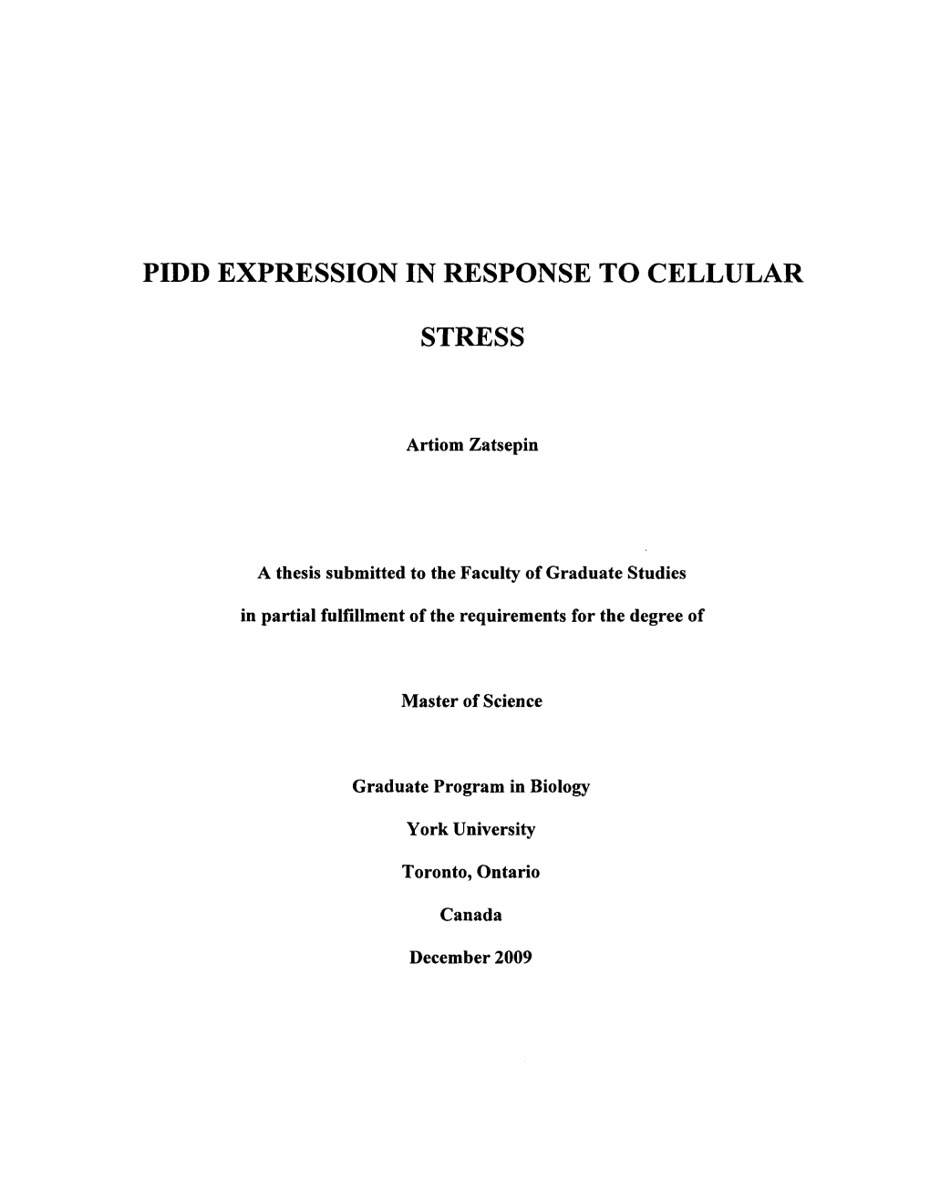 Pidd Expression in Response to Cellular Stress