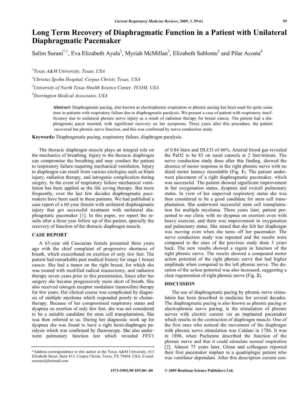 Long Term Recovery of Diaphragmatic Function in a Patient