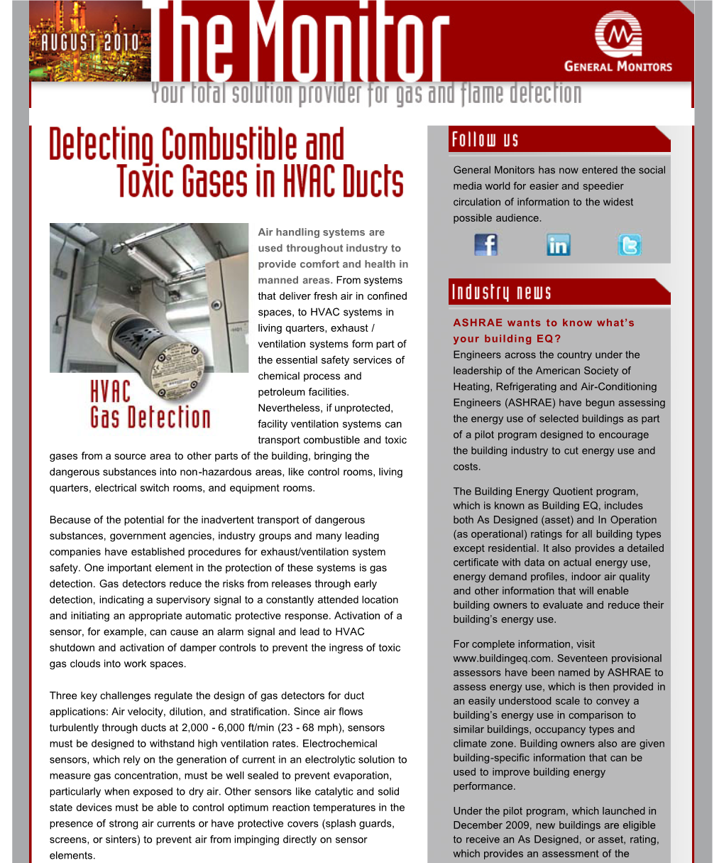 The Monitor - Detecting Combustible and Toxic Gases in HVAC Ducts